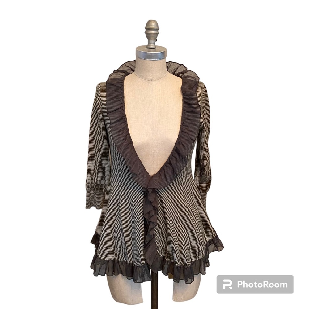 Guinevere Anthropologie ruffle open front cardigan